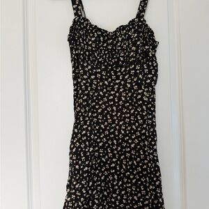 Trixxi Black Floral Smocked Top with Cream and Yellow Accents